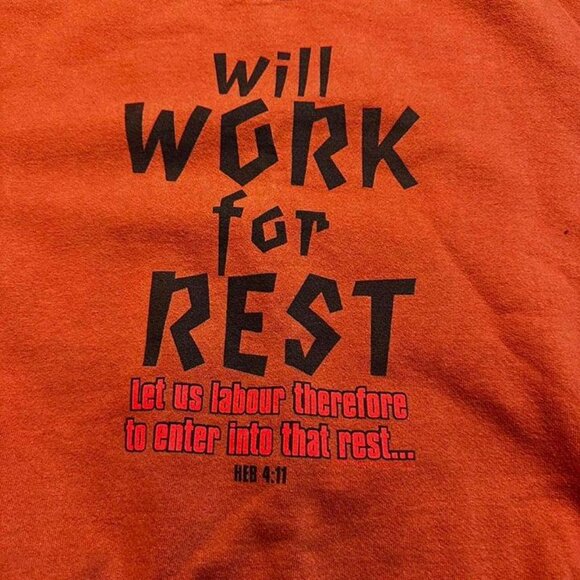 Vintage will work for rest Jesus christian bible verse sweatshirt 2XL - Picture 2 of 4